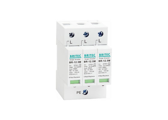 Classe B+C do prendedor do impulso da C.A. 12.5kA BR-12.5M 275V T1+T2 de BRITEC