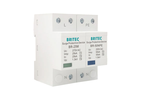 Tipo 1+2+3 Protetores contra sobretensões térmoplásticos SPD Relâmpago 25kA
