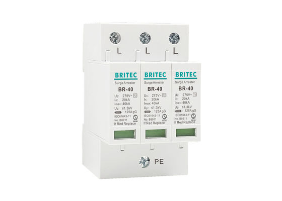 Dispositivo de proteção contra sobretensões de tipo 2 SPD 20~40KA Retratador de relâmpagos com montagem de trilho Din de 35 mm