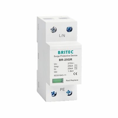 Dispositivo de Proteção contra Surtos Classe I Tipo 1 25kA Protetor contra Raios Uc 150V 275V 320V T1