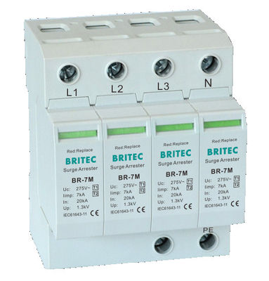 BR-7M 4P T1 + T2 Pára-raios B + C Dispositivo de proteção contra surtos Spd type1 Proteção contra surtos de energia trifásica spd Ü-Ableiter