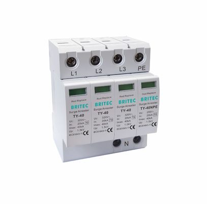 TY-40 3+1 MOV Dispositivo de proteção contra sobretensão de potência com corrente de descarga de 40kA e gabinete UL94-V0 termoplástico