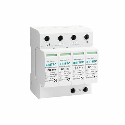 Dispositivo de proteção contra sobretensões de energia de 3 fases MOV de 110kA SPD com instalação DIN Rail