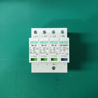 Dispositivo de Proteção contra Surtos BR-40 3P+1 Montagem em Trilho DIN 275V fabricante de proteção contra surtos da China