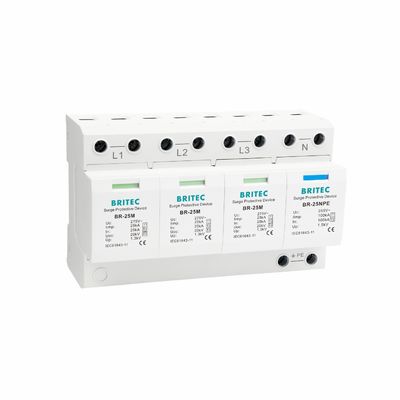 BRITEC BR-25M 3+1 Dispositivo de protecção contra sobretensões de tipo 1 com módulo de 25kA Iimp