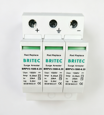 BRPV3-1500-6.25 dispositivo de proteção contra surtos DPS CC DPS CC solar DPS CC para-raios Wenzhou 1500V DPS 3 polos CC 500V T1 T2 DPS Tipo 1 Preço