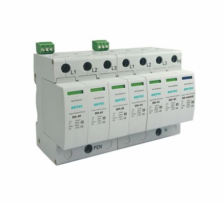 Protetor contra surtos BR-40 275 6+1 Tipo 2 275V trilho DIN supressor de raios 3 fases spd