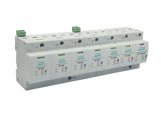 BR-25M 275 6+1 Dispositivo de protecção contra sobretensões do tipo 1+2 com protecção de 25kA e caixa UL94-V0 termoplástica