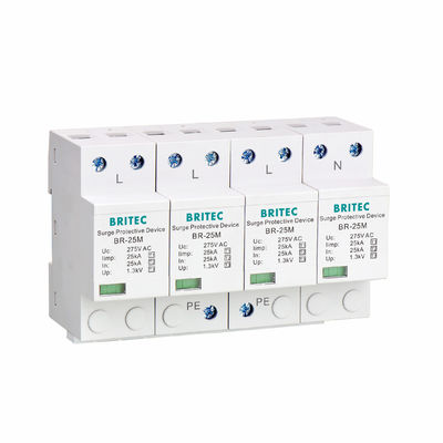BR-25M 4P 25kA Surge Arrester Tipo 1 Thunder Arrester SPD Classe 1 pluggable Surge Arrester China relâmpagos