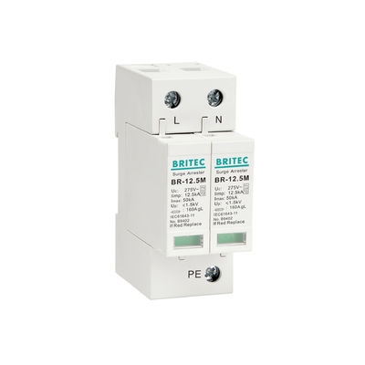 BRITEC BR-12.5M 2P 12.5kA Monofásico Spd pára-raios dispositivo de proteção contra surto protetor contra trovão