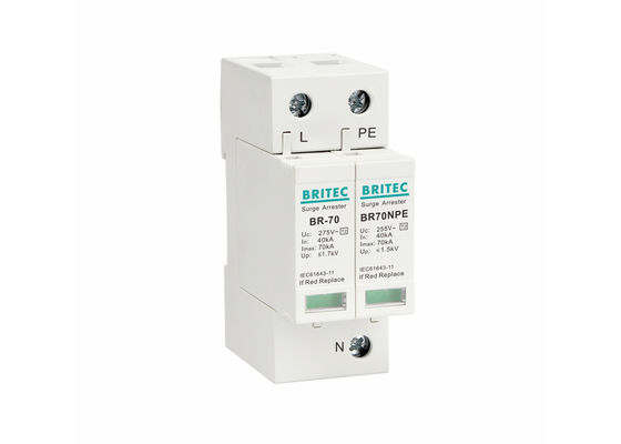 Dispositivo de Proteção contra Surtos Tipo 2 de 70kA Plástico Termoplástico UL94-V0 Módulo Plugável SPD Supressor de Surtos