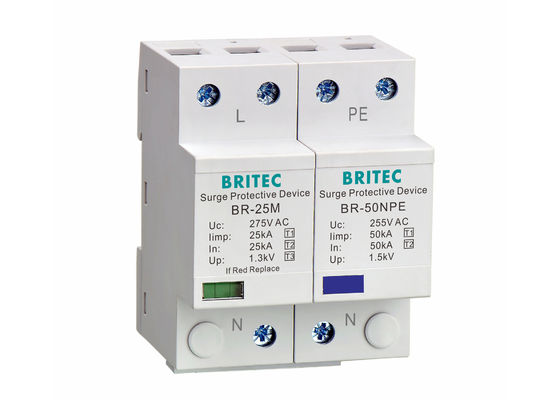 Proteção contra sobrecarga 25KA 1.5KV do SPD do poder do relâmpago da C.A. 1P + NPE B + série C