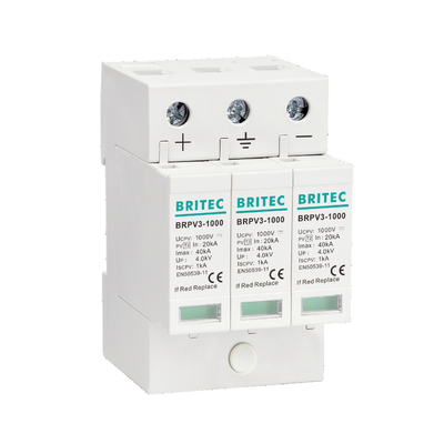 BRPV3-1000 1000V 3P Solar PV spd DC Surge Protection Dispositivo de protecção contra sobretensões Supressor de arresto Proteção contra raios PV dc
