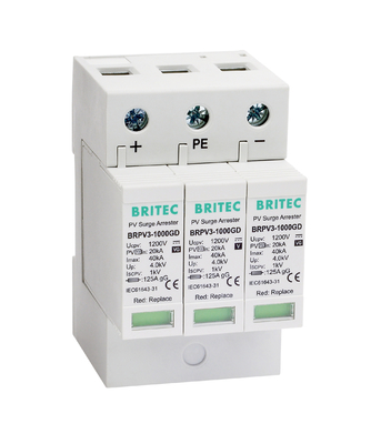 BRPV3-1000 1000V 3P Solar PV spd DC Surge Protection Dispositivo de protecção contra sobretensões Supressor de arresto Proteção contra raios PV dc