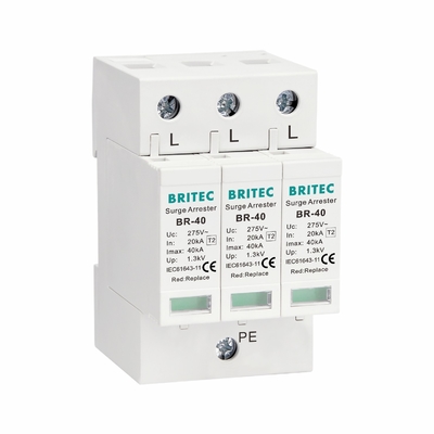 Tipo de BRITEC - 2 apoio do OEM da classe C do dispositivo 20kA 40kA 3P do protetor de impulso do poder