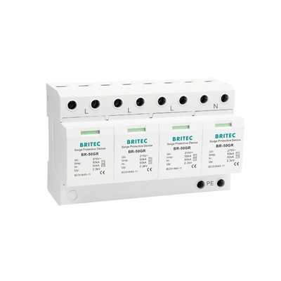 BR-50GR 4P Proteção contra ondas de luz China Tipo 1 Dispositivo de proteção contra ondas de luz Spd Filtro de ondas de luz spd t1 t2