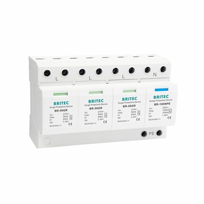 BR-50GR 4P Proteção contra ondas de luz China Tipo 1 Dispositivo de proteção contra ondas de luz Spd Filtro de ondas de luz spd t1 t2