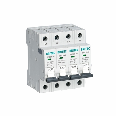 BRSCB-40 Classe II 40KA Protector de backup dedicado Dispositivo de proteção contra sobretensões MCB especialmente concebido para arrester sobretensões.