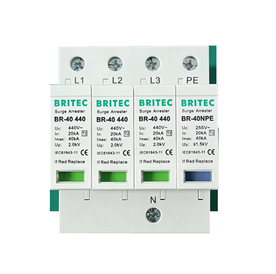 BR-40 440 3+1P Tipo 2 Dispositivo de protecção contra sobretensões Proteção de energia arrester relâmpago protetor contra trovões