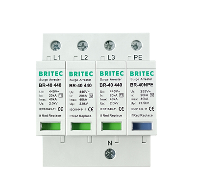 BR-40 440 3+1P Tipo 2 Dispositivo de protecção contra sobretensões Proteção de energia arrester relâmpago protetor contra trovões