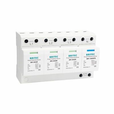 TUV BR-50GR 3P + N Classe 1 AC SPD 50ka dispositivo de proteção contra surtos tipo 1 spd TUV proteção contra trovões faísca spd