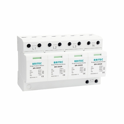 TUV BR-50GR 3P + N Classe 1 AC SPD 50ka dispositivo de proteção contra surtos tipo 1 spd TUV proteção contra trovões faísca spd
