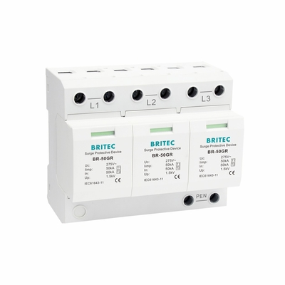 TUV BR-50GR 3P + N Classe 1 AC SPD 50ka dispositivo de proteção contra surtos tipo 1 spd TUV proteção contra trovões faísca spd