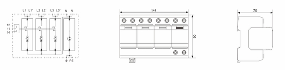 Protetor de impulso da C.A. do dispositivo de proteção do impulso da classe B do T1 de IP20 Thermalplastic 50kA
