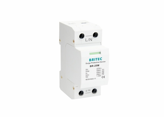 Tipo - 1 +2+3 protetor de impulso da C.A. dos dispositivos de proteção 25kA do impulso 1 Polo
