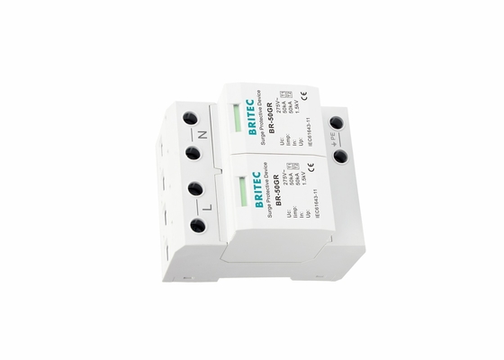 Tipo - 1 classe I da baixa tensão de dispositivos de proteção do impulso do prendedor 2P 50kA da iluminação