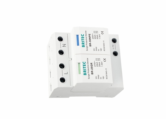 tipo da fase 25kA monofásica - 1 dispositivo de proteção BR-25GR do impulso 1P+N