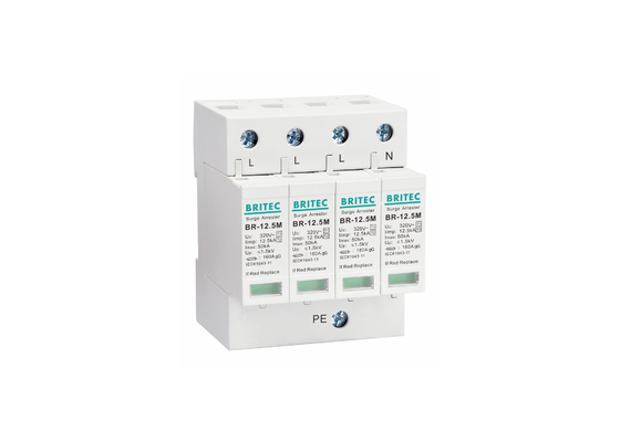 12.5kA Tipo 1+2 320V 4P Protector contra sobretensões domésticas Proteção contra raios