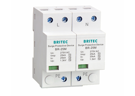 Tipo 1+2+3 25kA 275V SPD 2 polos Tipo 1 Protector contra sobretensões Proteção contra raios