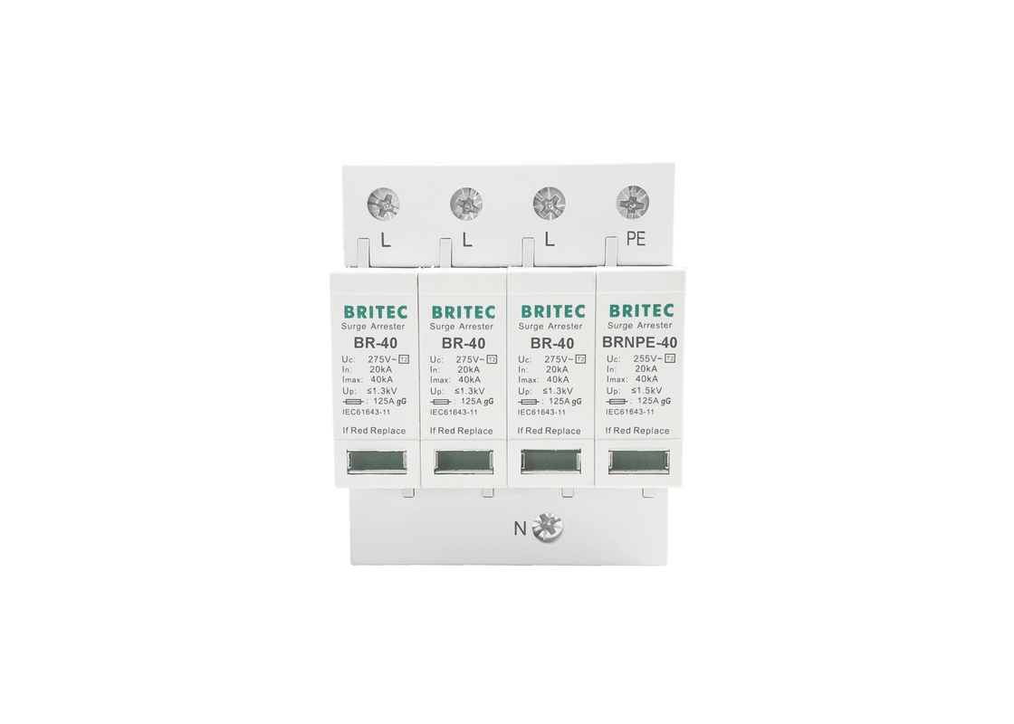 40kA 275V/255V Dispositivo de proteção contra sobretensões SPD industrial DIN Rail 3 fase tipo 2