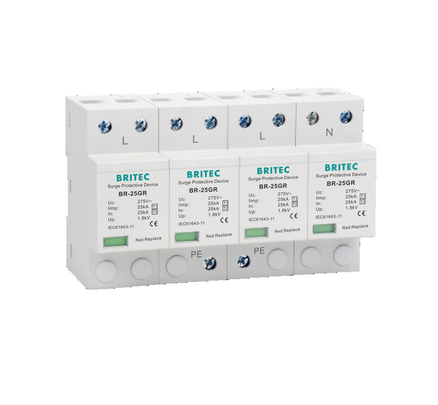 CE TUV 50KA 4 Polos AC Protector contra sobrecarga Relâmpago Arrester Suppressor de sobrecarga