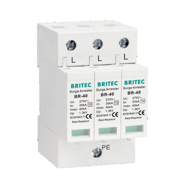BR-40 3P Tipo 2 Spd Surge Arrester Relâmpago Arrester Surge Proteção Dispositivo 275v protetor contra raios