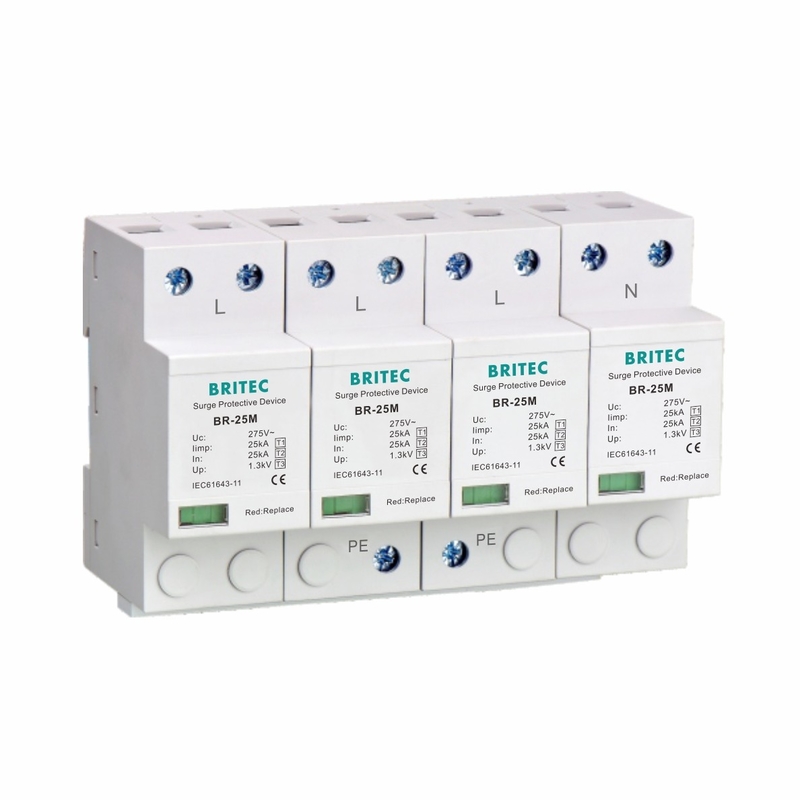 Tipo de dispositivo da proteção do impulso do protetor de impulso 4P do T1 25KA - 1 +2+3