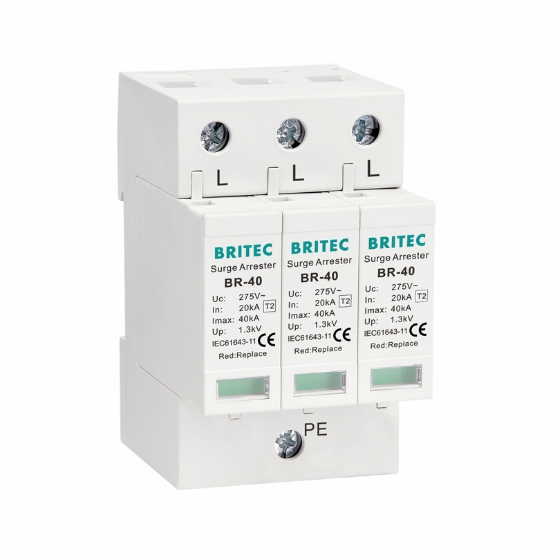 Tipo de BRITEC - 2 apoio do OEM da classe C do dispositivo 20kA 40kA 3P do protetor de impulso do poder