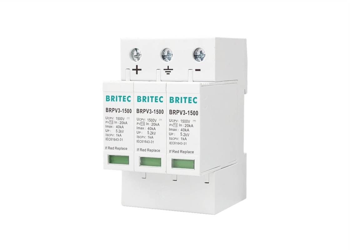 Tipo - 2 C.C. 1500V SPD do dispositivo protetor 40kA 8/20us do prendedor do impulso do picovolt para solar