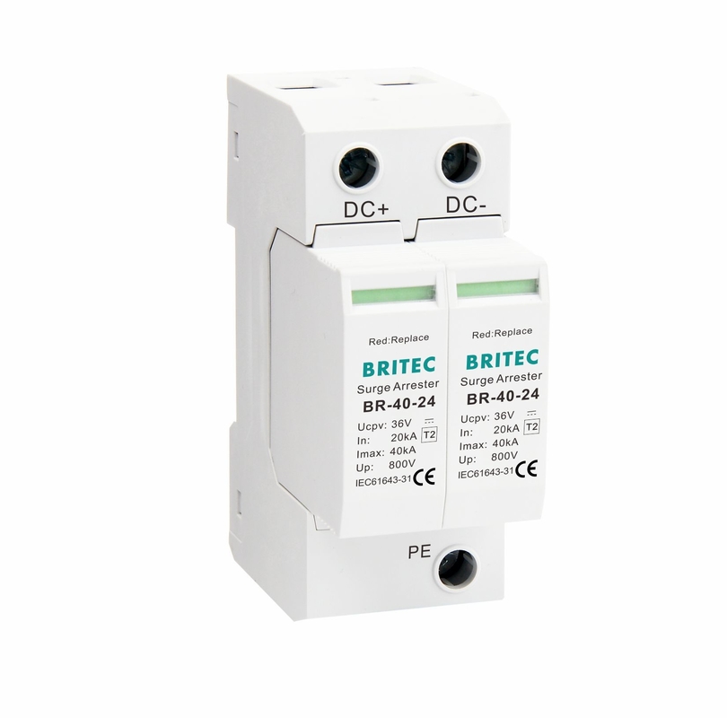 BR-40-24 Dispositivo de protecção contra sobretensões SPD DC Supressor de sobretensões DC 40kA Pv Surge Arrester DC 24v protetor de sobretensões