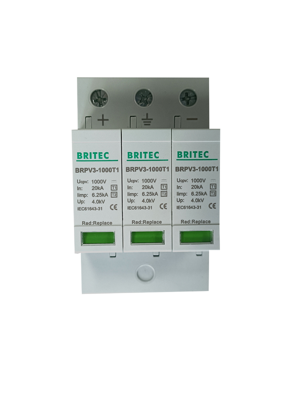 BRPV3-1000 T1 DC SPD Dc Suppressor de sobretensão 3p Dispositivo de protecção solar contra sobretensões