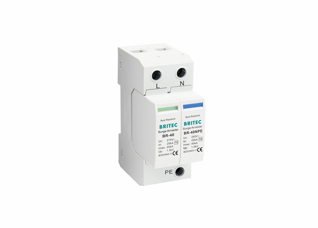 TVSS 150V/275V/320V/385V/440V 40KA Din Rail Power Proteção contra raios Surge Arrester Single Phase