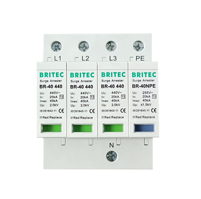 BR-40 440 3+1P Tipo 2 Dispositivo de protecção contra sobretensões Proteção de energia arrester relâmpago protetor contra trovões