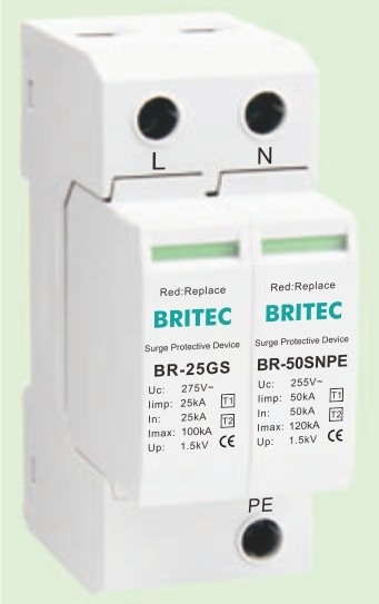 BR-25GS 1+1 spd t1 25ka Protetor contra sobretensões Protetor contra sobretensões de relâmpago tipo espaçamento de faísca spd