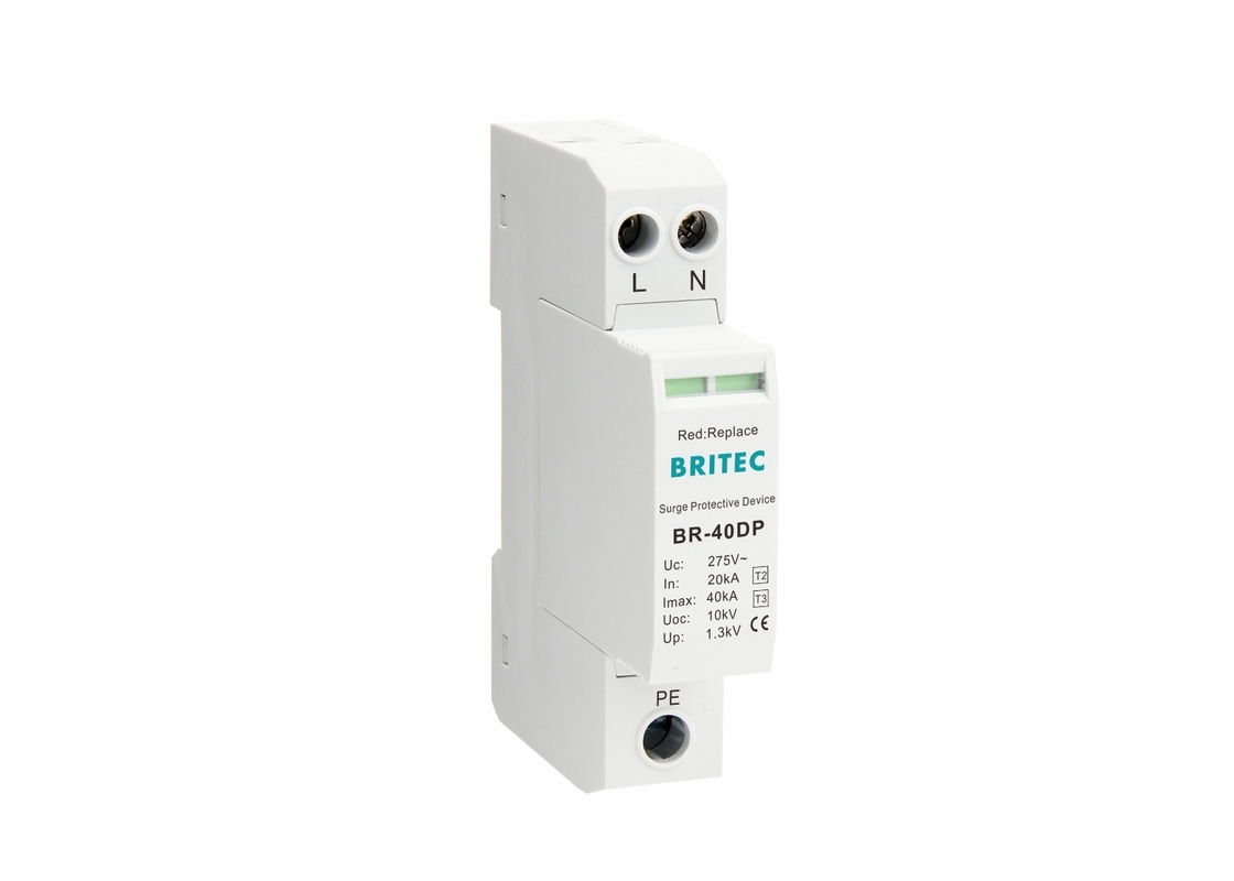 DPS 40kA 275V Monofásico 2P Tipo 2 + 3 Classe II + III Dispositivos de Proteção contra Surtos BR-40DP 2P