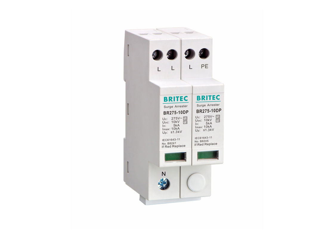 Dispositivo de protecção contra sobretensões de três fases Tipo 3 BR275-10DP 4 Pole Surge Arrester