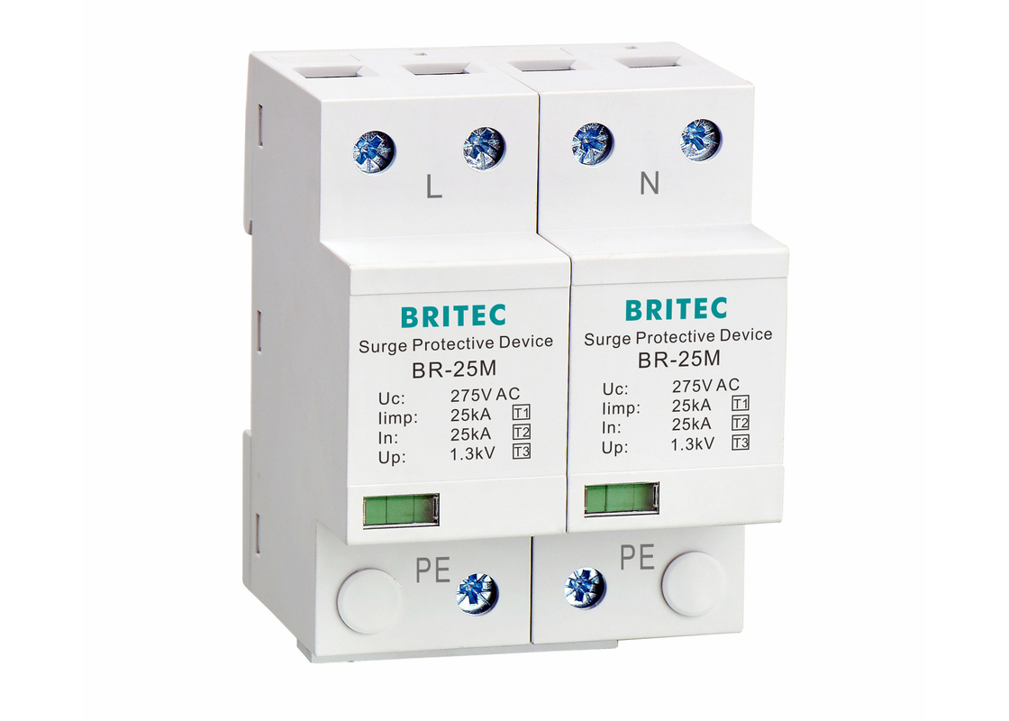 Tipo 1+2+3 25kA 275V SPD 2 polos Tipo 1 Protector contra sobretensões Proteção contra raios