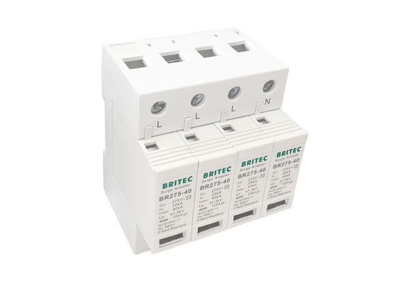 Dispositivo de proteção contra surtos de energia AC 275V SPD com corrente de descarga máxima de 40KA e indicador visual mecânico de 4 pólos