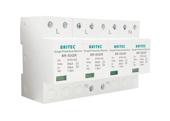 Protector contra sobretensões de SPD termoplástico IP20 4 Polos Arrestador de Raios Dispositivos de Proteção contra sobretensões