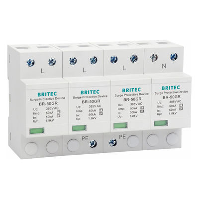 Dispositivo de Proteção contra Surtos BRITEC 50kA Aprovado TUV/CE/ROHS com Supressor de Descarga Atmosférica de Forma de Onda 10/350 SPD